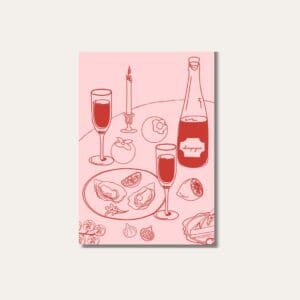 Le Club des Vins - Grußkarte - Rosa - Wein und Austern