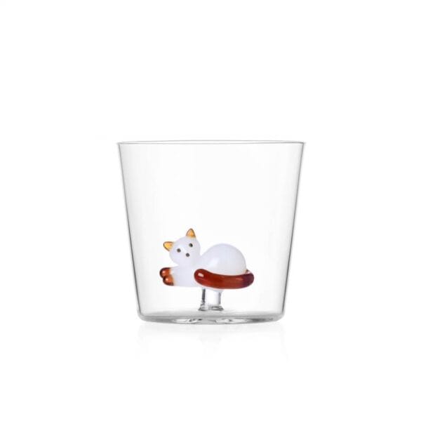 Ichendorf Milano Cats - Tumbler Lying White Cat - Design & Wine - Amsterdam - Dutch Wine